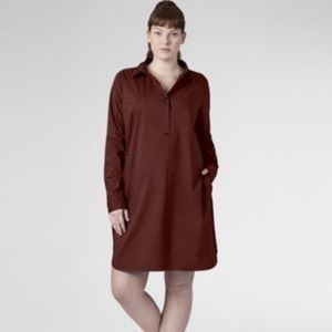 Universal Standard 'Georgia' shirt dress in Maroon